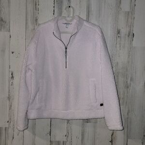 Peace Love World Cozy White Fleece Pullover